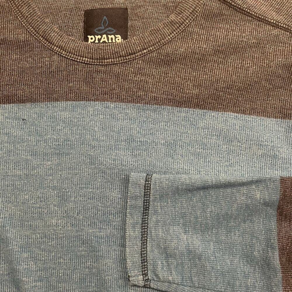 Prana Pullover Shirt Sweater Men’s‎ XL Long Sleeve Blue Strip